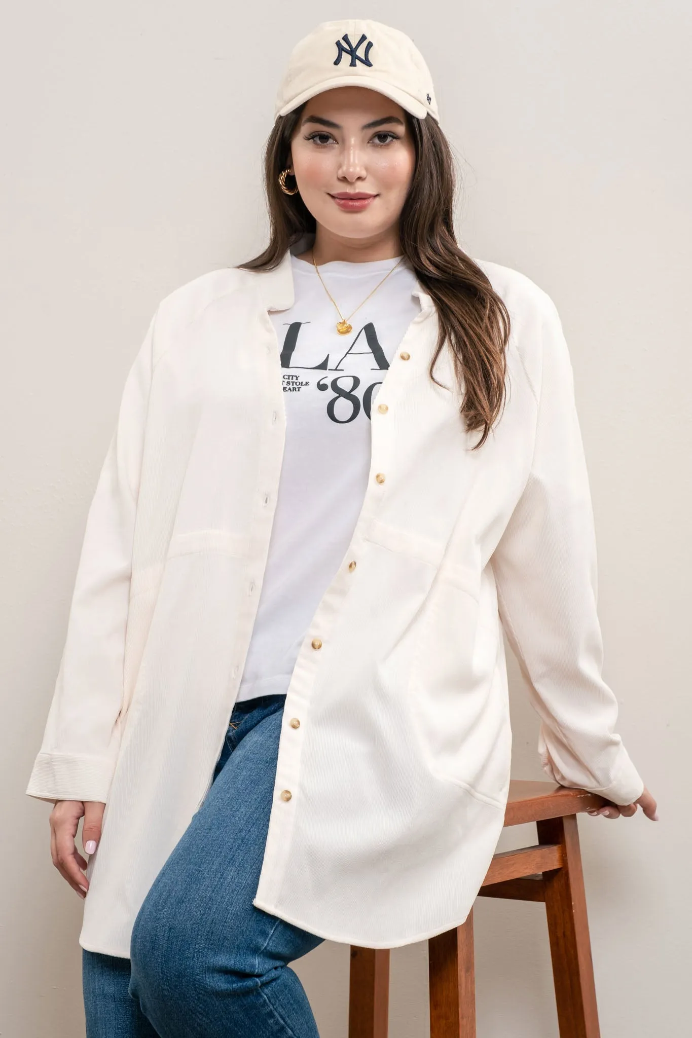 PLUS SIDE POCKETS CORDUROY TOP sold by Blu Pepper product image thumbnail 5