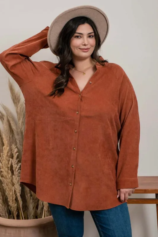 PLUS SIDE POCKETS CORDUROY TOP sold by Blu Pepper