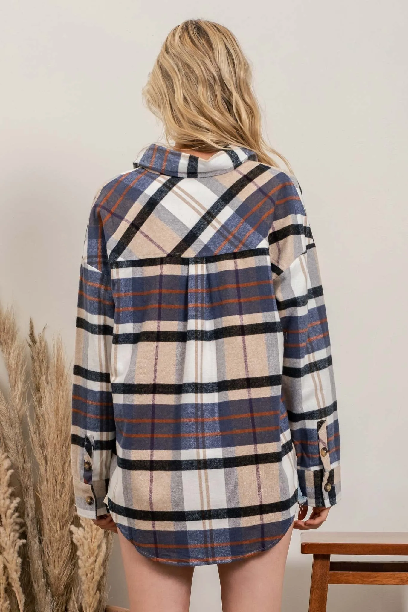 PLUS PLAID BUTTON UP LONG SLEEVE sold by Blu Pepper product image thumbnail 2