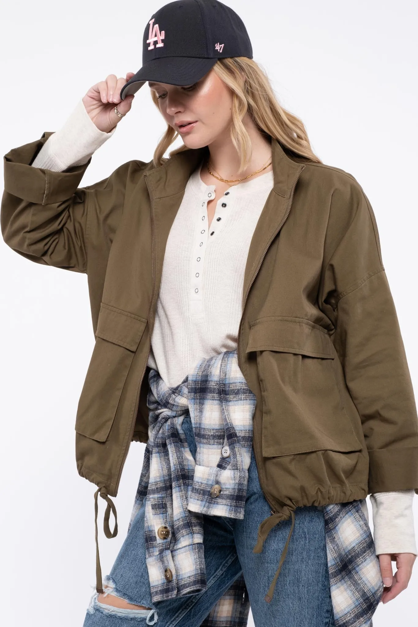 PLUS OVERSIZED POCKET UTILITY JACKET sold by Blu Pepper product image thumbnail 3