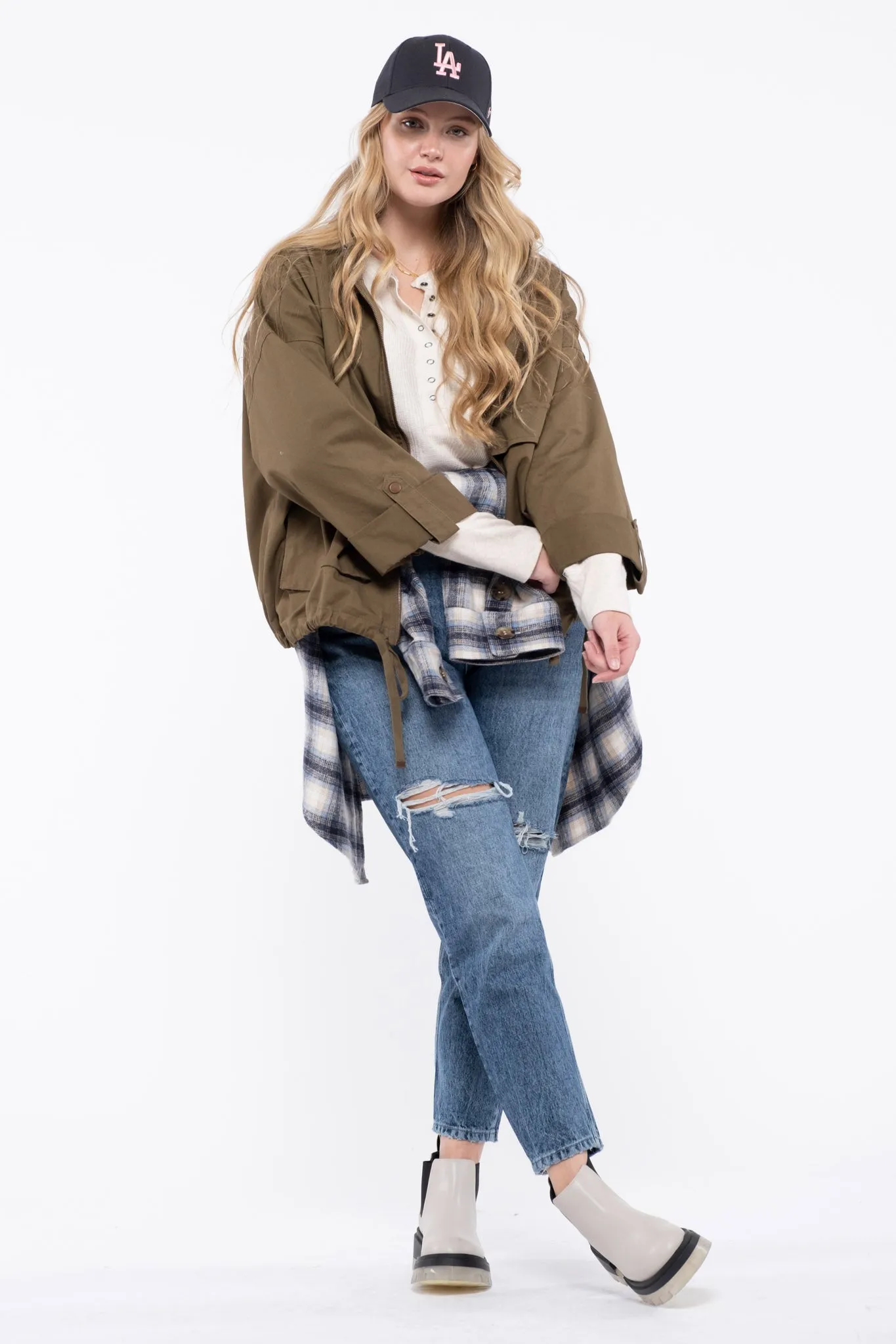 PLUS OVERSIZED POCKET UTILITY JACKET sold by Blu Pepper product image thumbnail 5