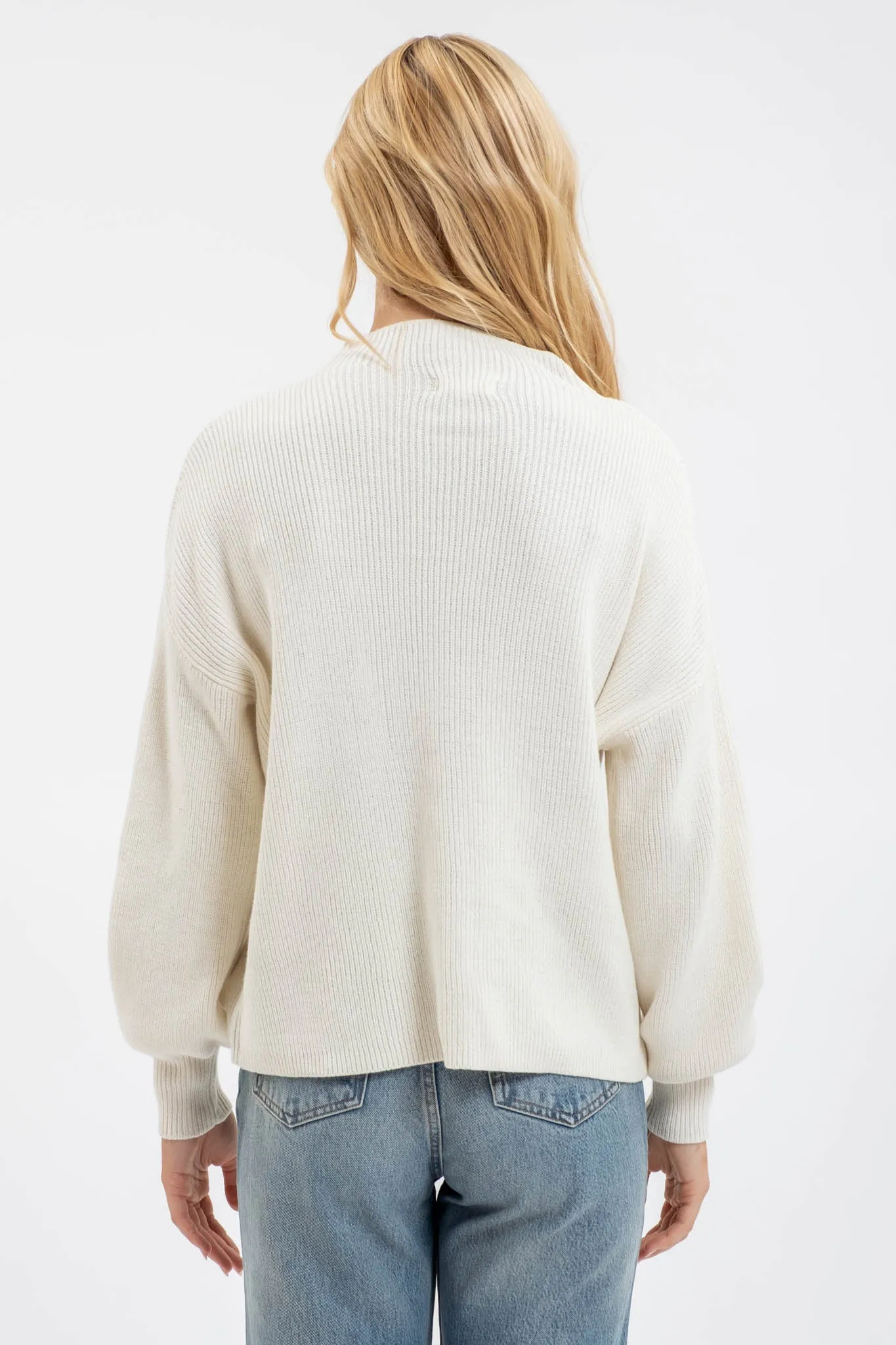 FUNNEL NECK LONG SLEEVE RIBBED PULLOVER SWEATER sold by Blu Pepper product image thumbnail 2