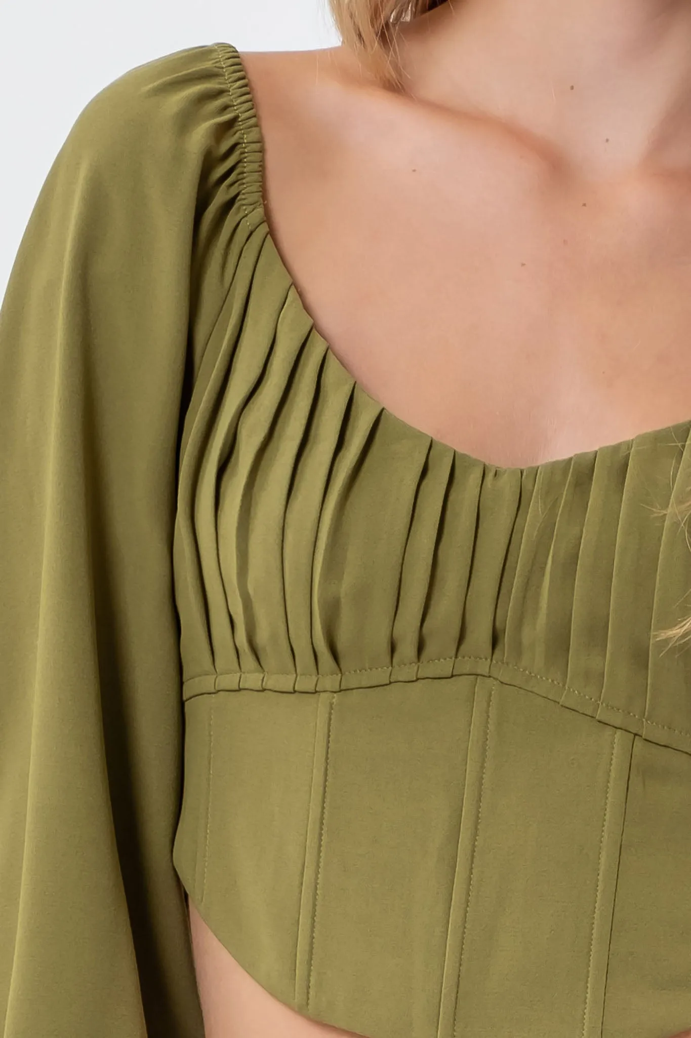 LONG SLEEVE CORSET CROP TOP sold by Blu Pepper product image thumbnail 4