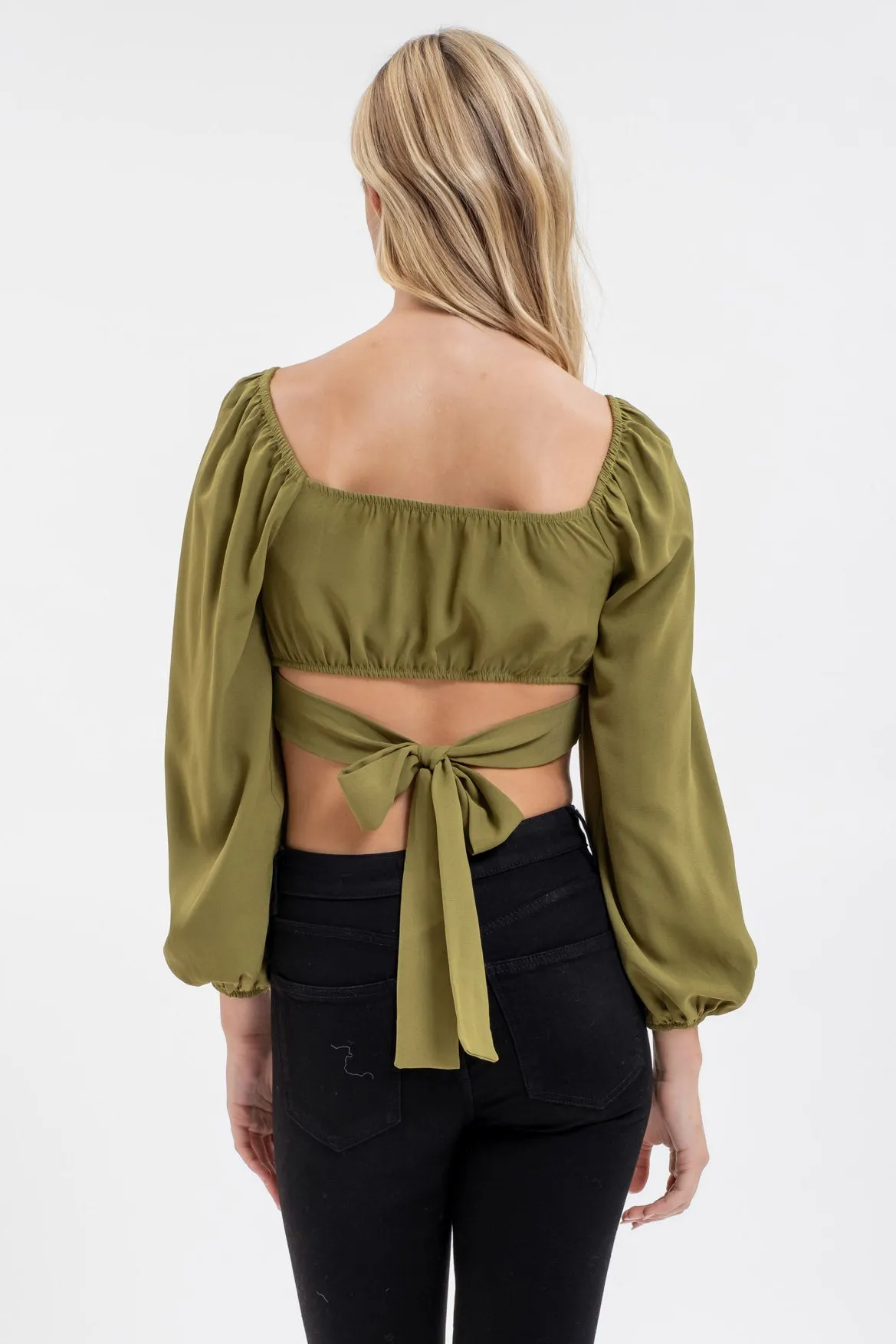 LONG SLEEVE CORSET CROP TOP sold by Blu Pepper product image thumbnail 2