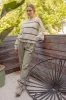 STRIPE OVERSIZED BALLOON SLEEVE KNIT SWEATER sold by Blu Pepper