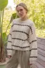 STRIPE OVERSIZED BALLOON SLEEVE KNIT SWEATER sold by Blu Pepper