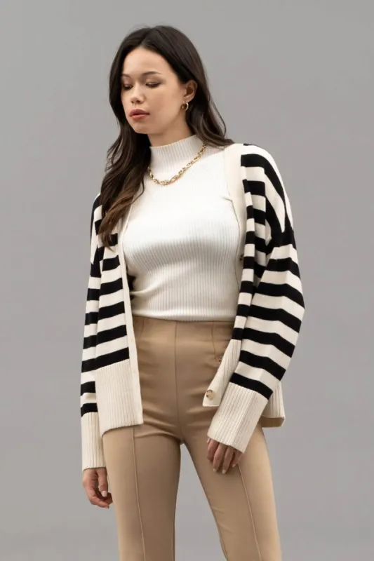 STRIPED DROP SHOULDER CARDIGAN sold by Blu Pepper