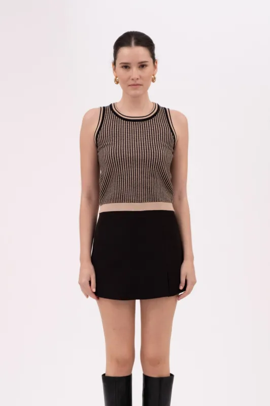 CONTRAST STRIPE SLEEVELESS SWEATER VEST made by Blu Pepper