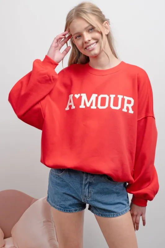 AMOUR GRAPHIC CREW NECK SWEATSHIRT sold by Blu Pepper
