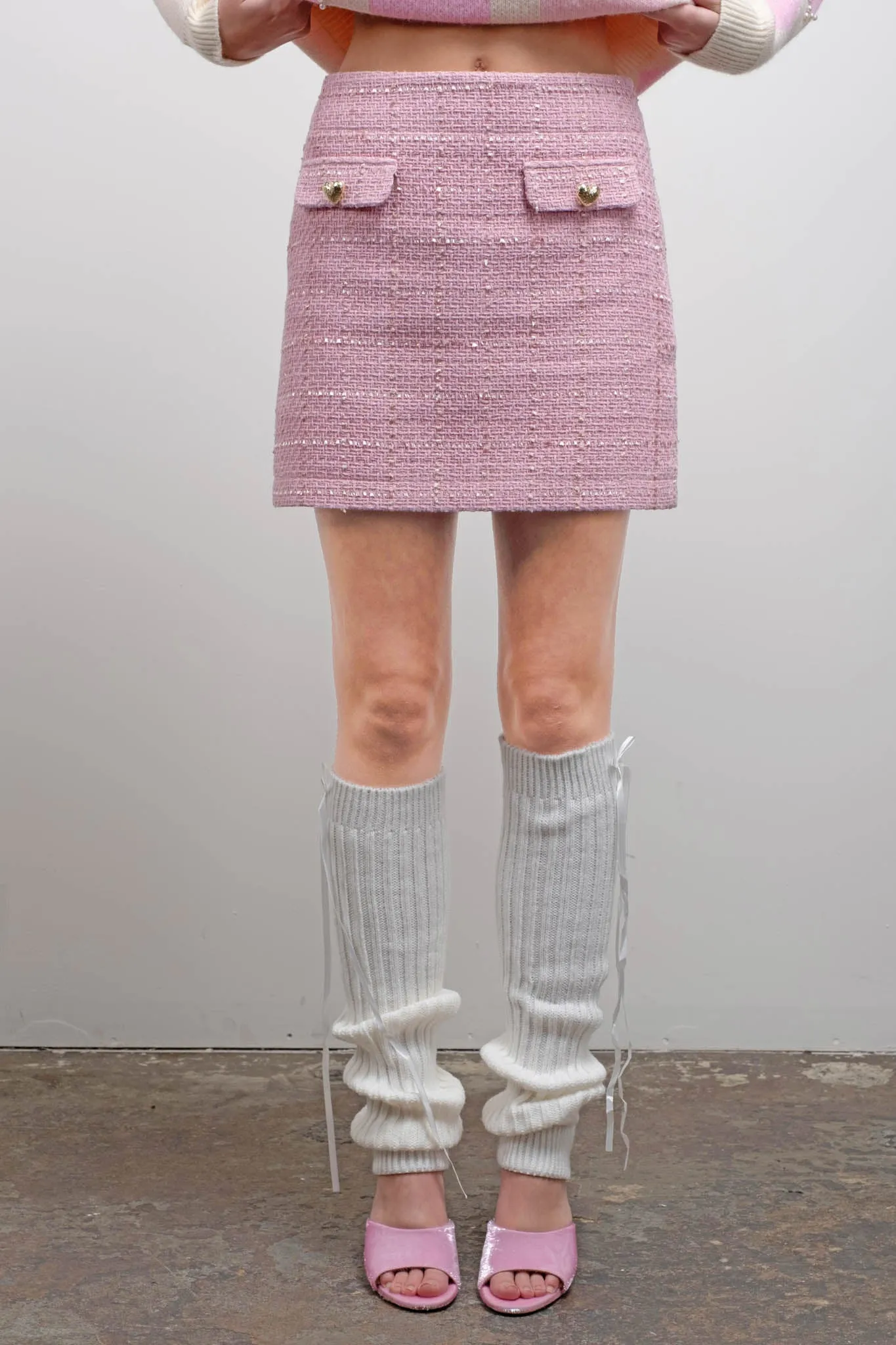 TWEED HEART BUTTON DETAIL MINI SKIRT sold by Blu Pepper product image thumbnail 4