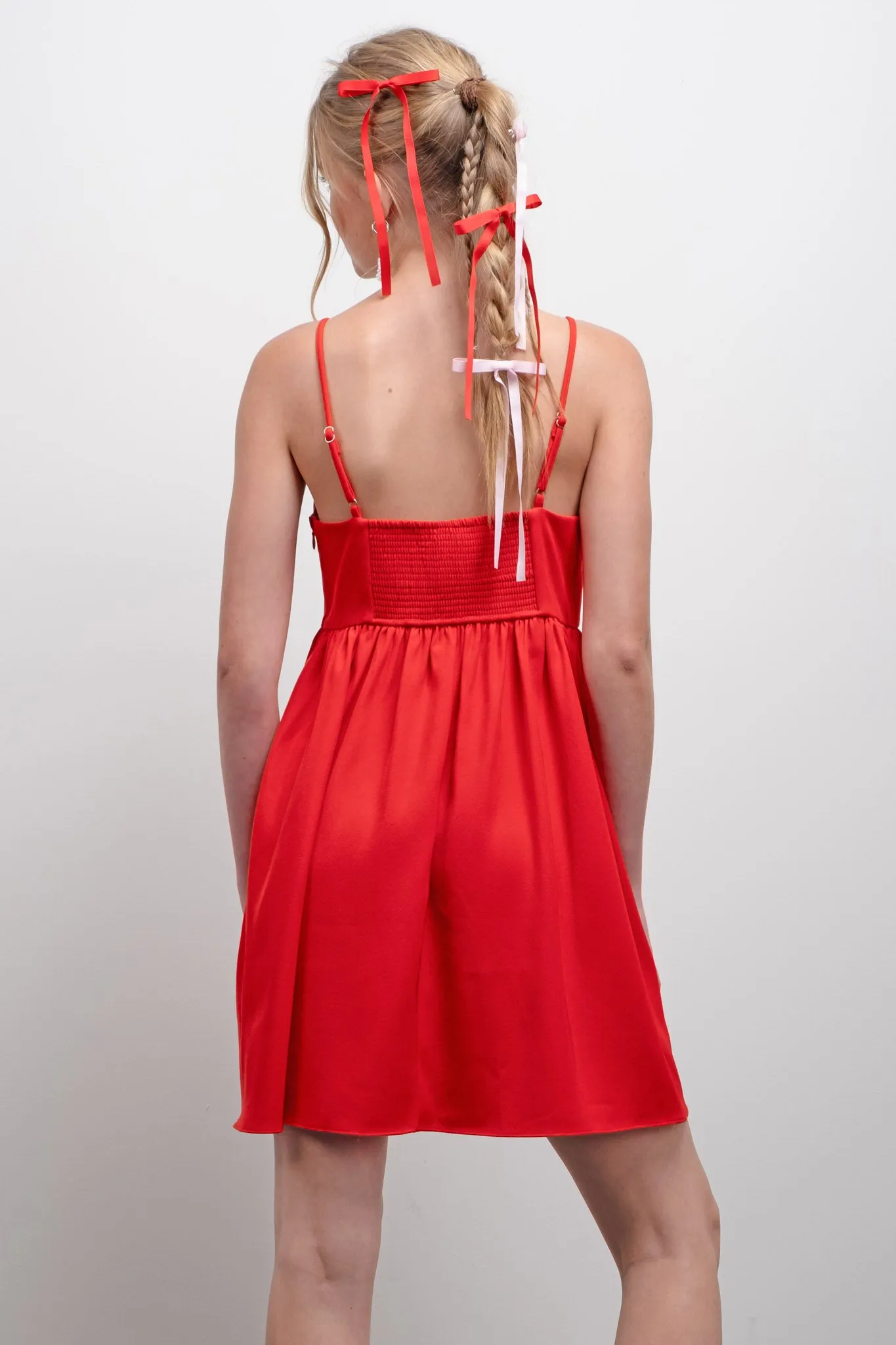 DOUBLE BOW DETAIL SLEEVELESS MINI DRESS sold by Blu Pepper product image thumbnail 2