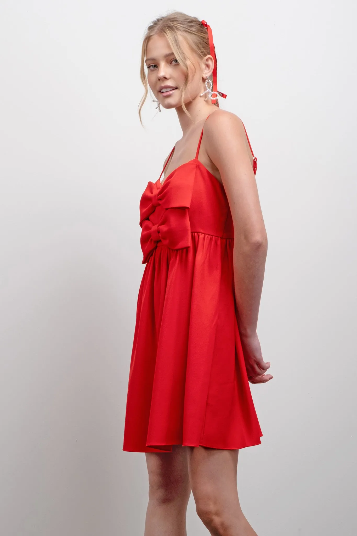 DOUBLE BOW DETAIL SLEEVELESS MINI DRESS sold by Blu Pepper product image thumbnail 3