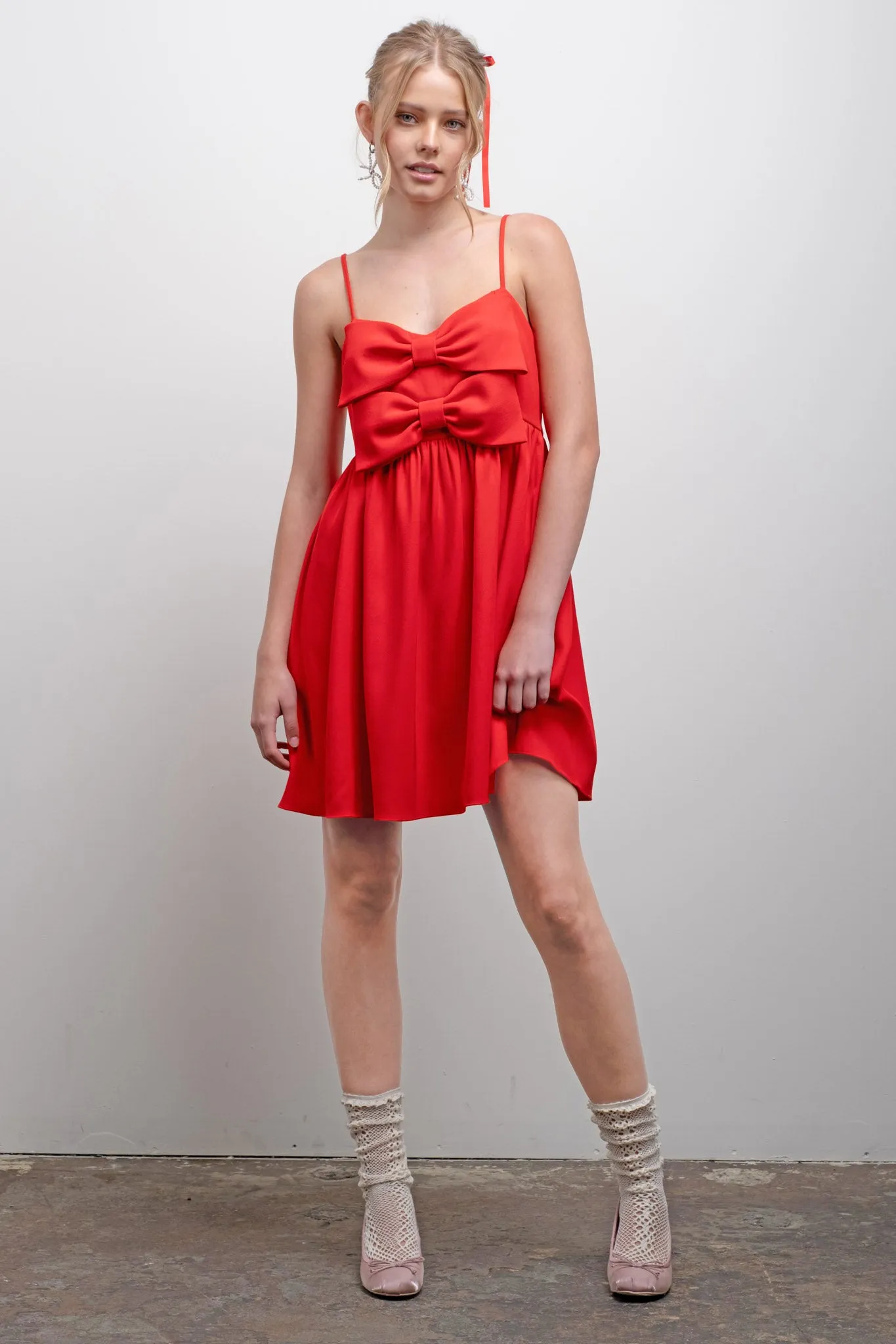 DOUBLE BOW DETAIL SLEEVELESS MINI DRESS sold by Blu Pepper product image thumbnail 5