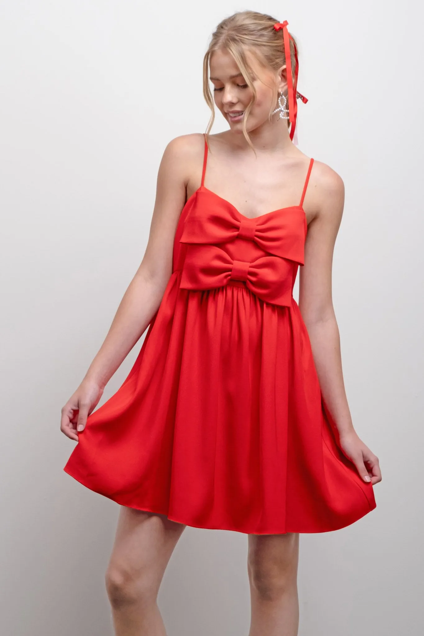 DOUBLE BOW DETAIL SLEEVELESS MINI DRESS sold by Blu Pepper product image thumbnail 4