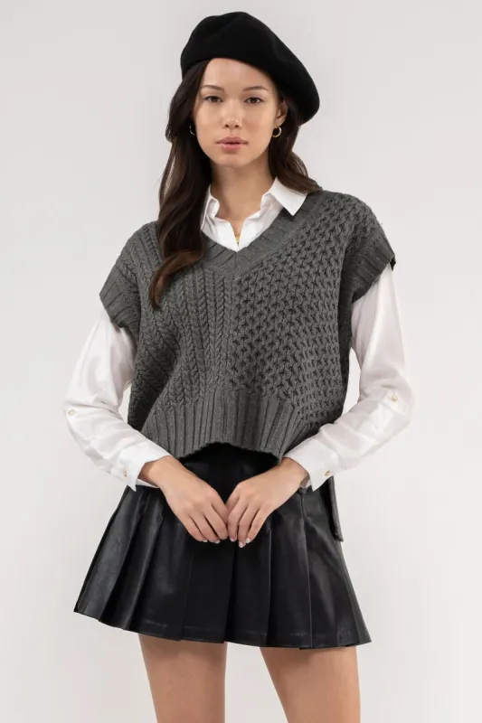 SPLIT CONTRAST KNIT SWEATER VEST sold by Blu Pepper