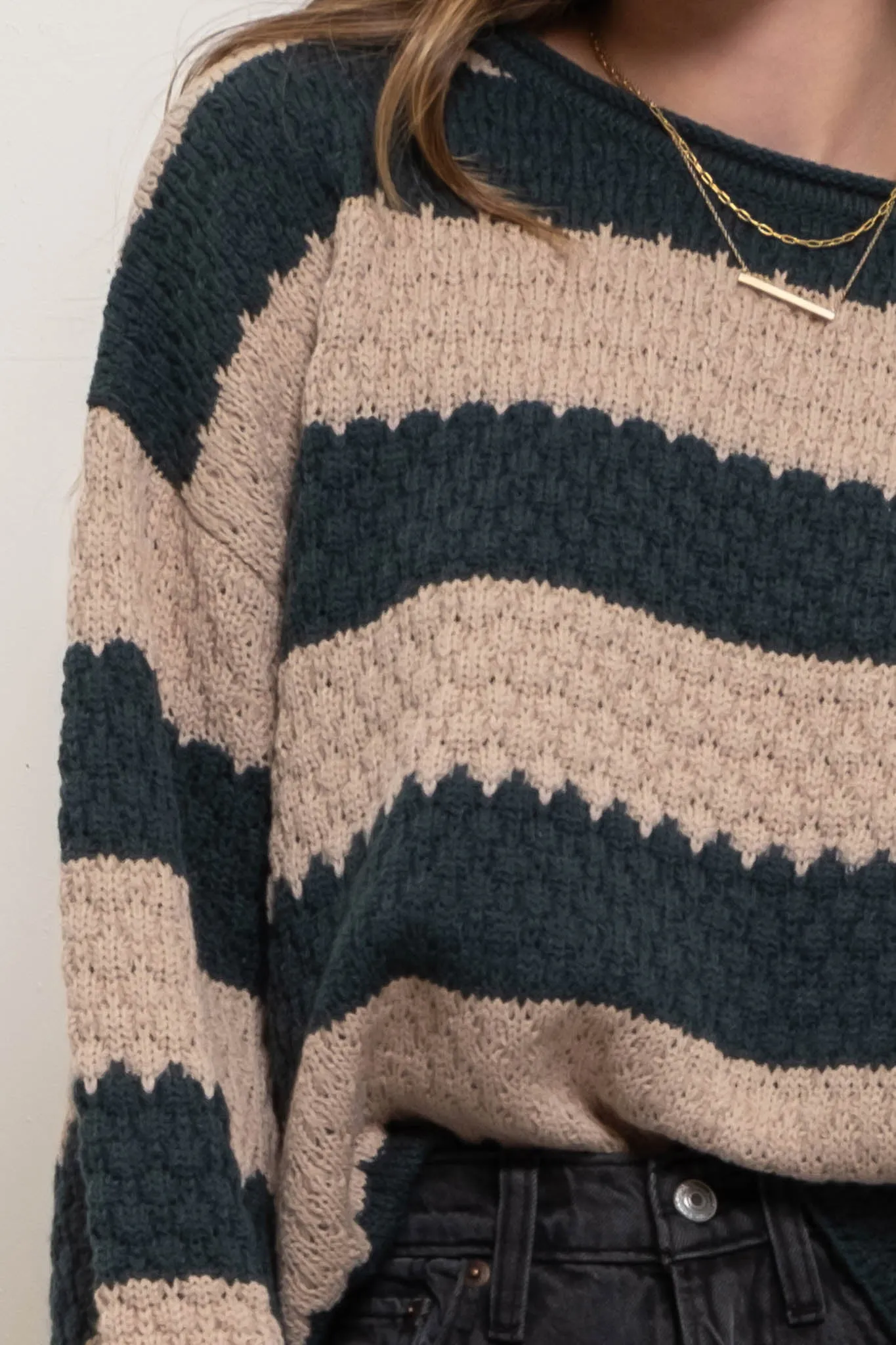 STRIPED CREW KNIT SWEATER sold by Blu Pepper product image thumbnail 4