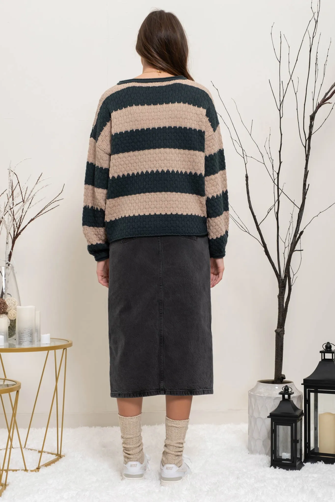 STRIPED CREW KNIT SWEATER sold by Blu Pepper product image thumbnail 2