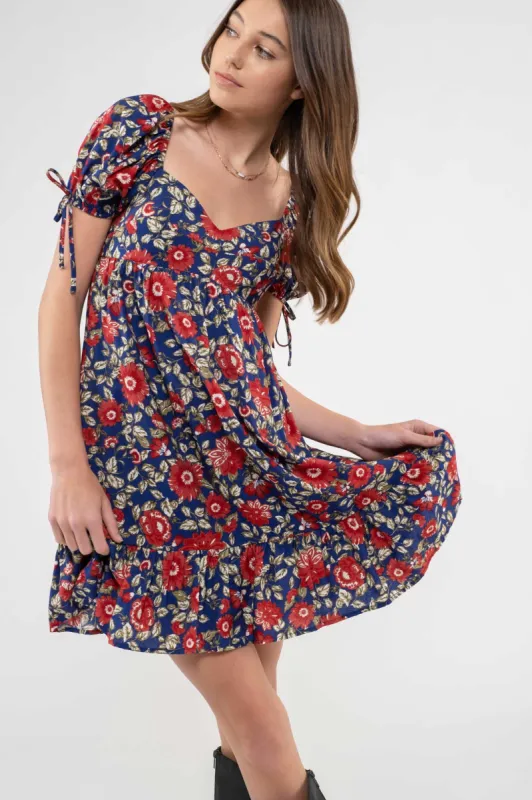 FLORAL SWEETHEART NECK DRESS sold by Blu Pepper