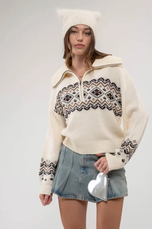 QUARTER ZIP SWEATER made by Blu Pepper