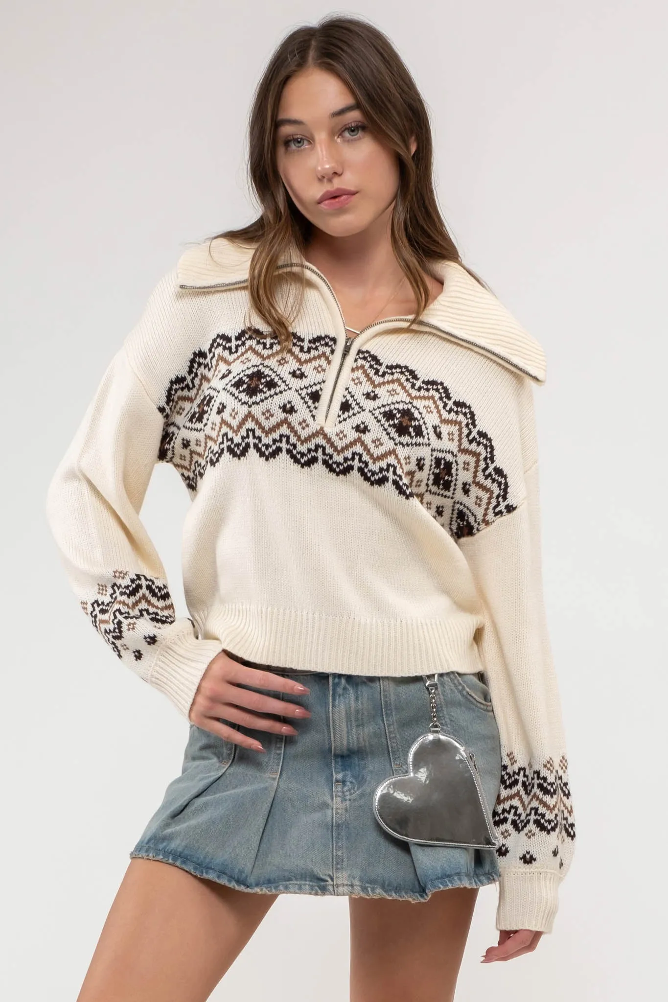 QUARTER ZIP SWEATER sold by Blu Pepper product image thumbnail 5