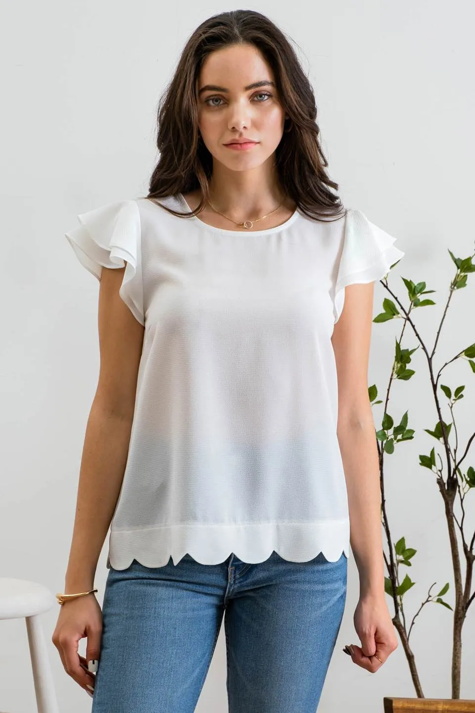 LAYERED FLUTTER SLEEVE TOP sold by Blu Pepper product image thumbnail 5