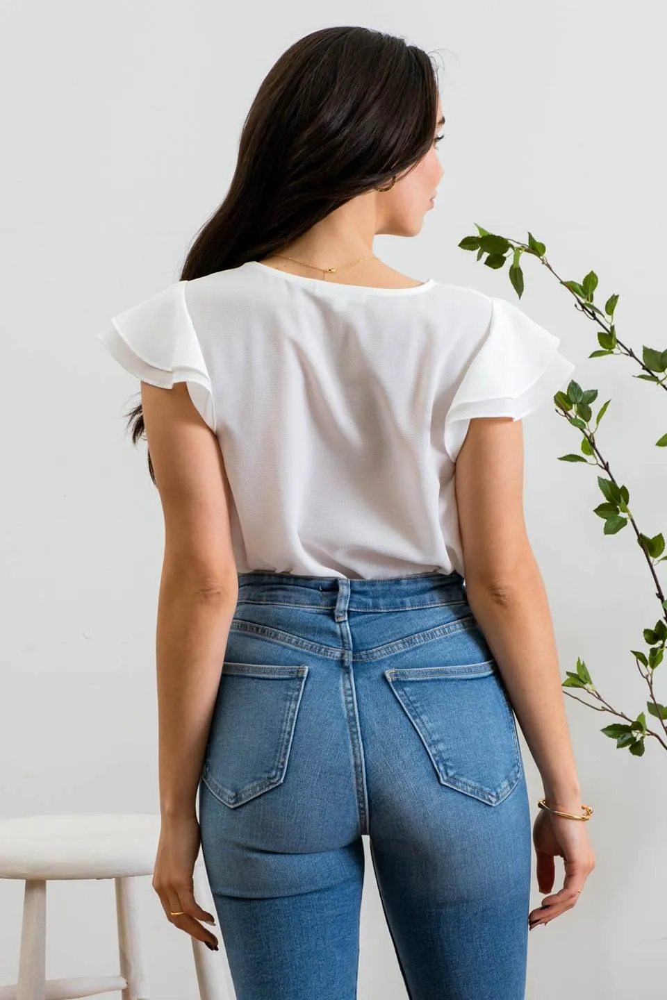 LAYERED FLUTTER SLEEVE TOP sold by Blu Pepper product image thumbnail 2