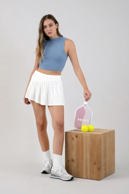 HIGH NECK SLEEVELESS RIBBED CROPPED KNIT TOP sold by Blu Pepper