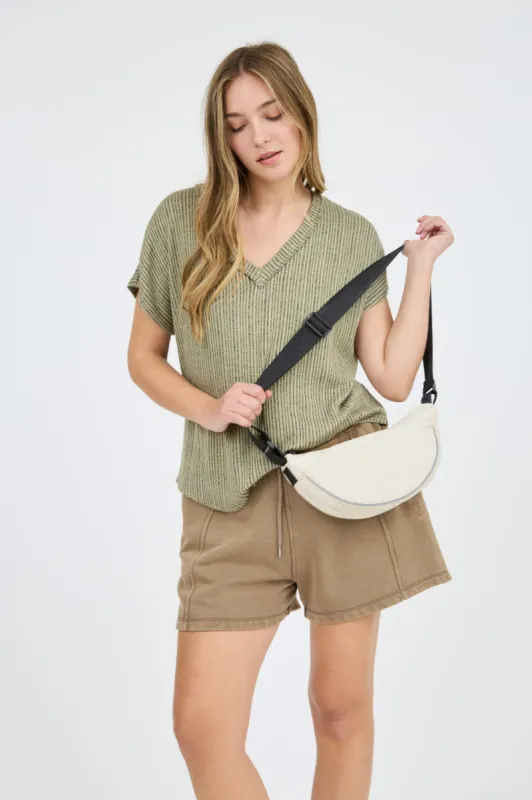 PLUS V NECK EXTENDED SHORT SLEEVE SWEATER KNIT TOP sold by Blu Pepper