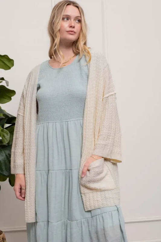 PLUS WAFFLE KNIT CARDIGAN sold by Blu Pepper