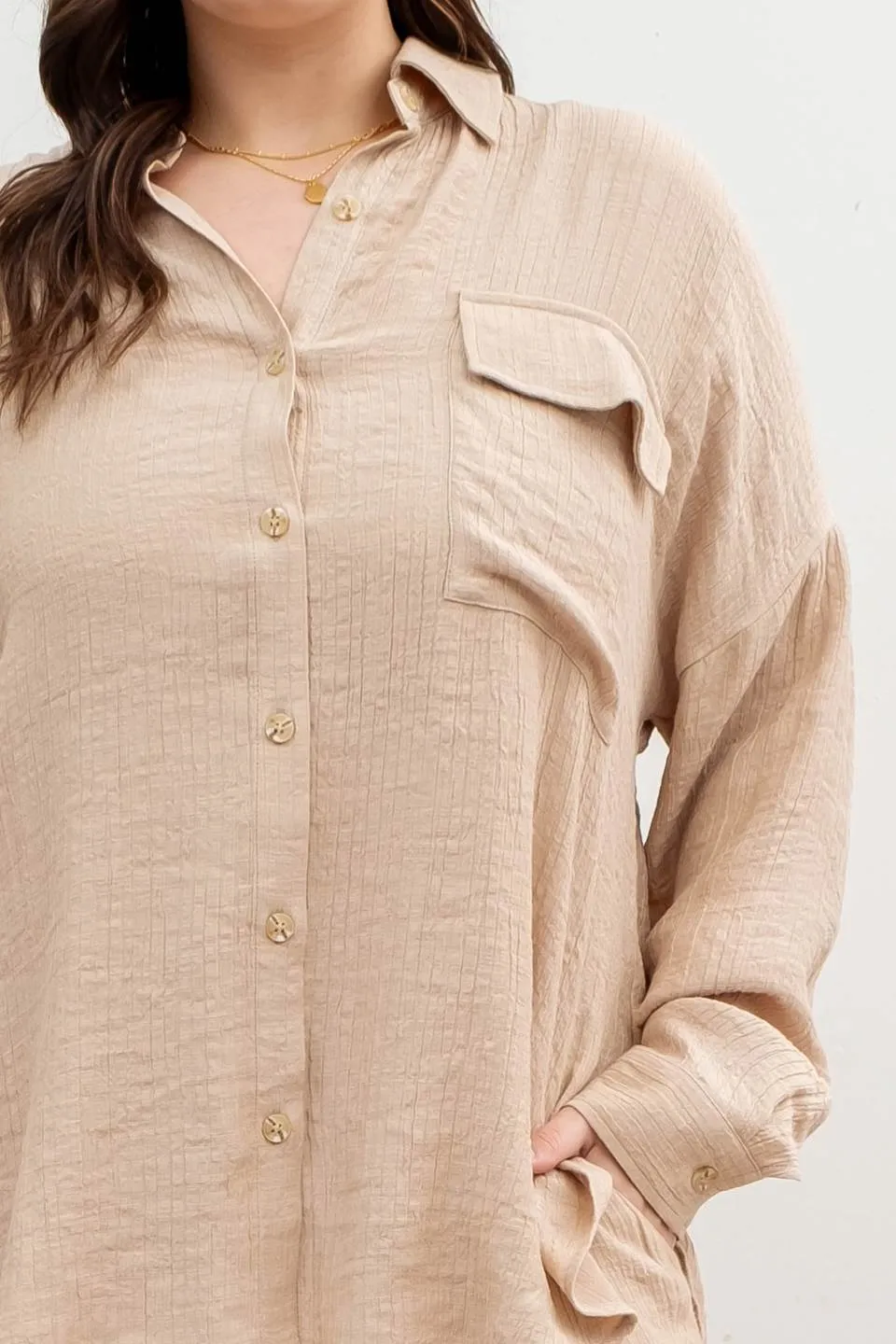 PLUS SOLID LIGHTWEIGHT BUTTON DOWN SHIRT sold by Blu Pepper product image thumbnail 4