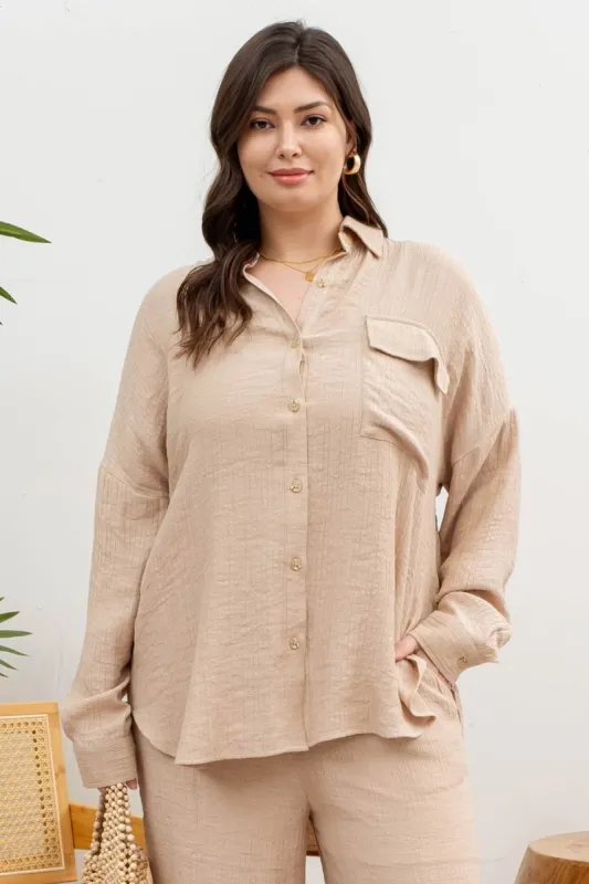 PLUS SOLID LIGHTWEIGHT BUTTON DOWN SHIRT sold by Blu Pepper