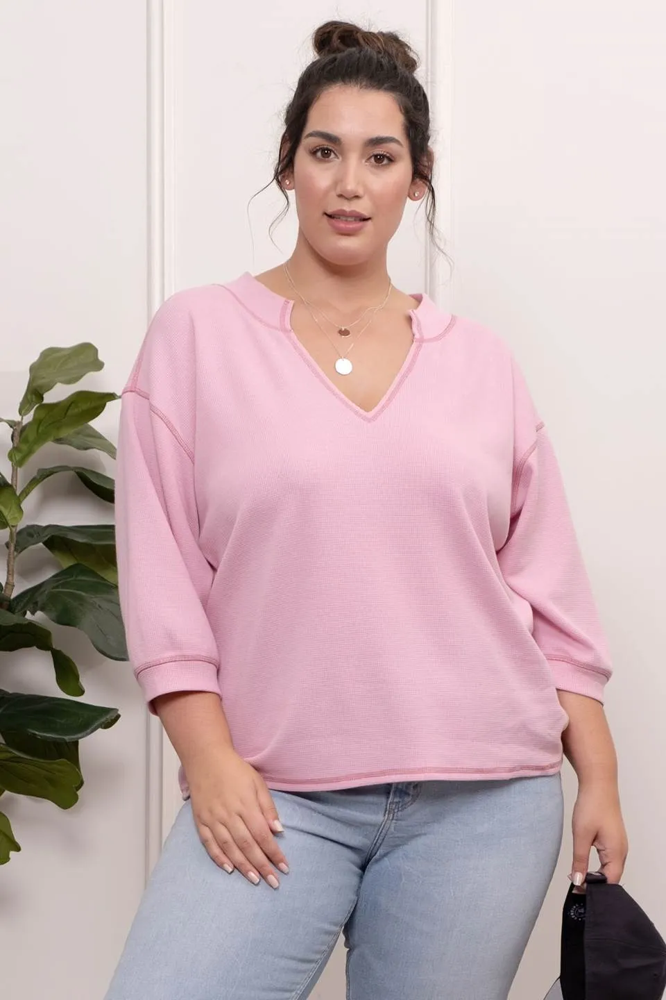 PLUS 3/4 SLEEVE KNIT TOP sold by Blu Pepper