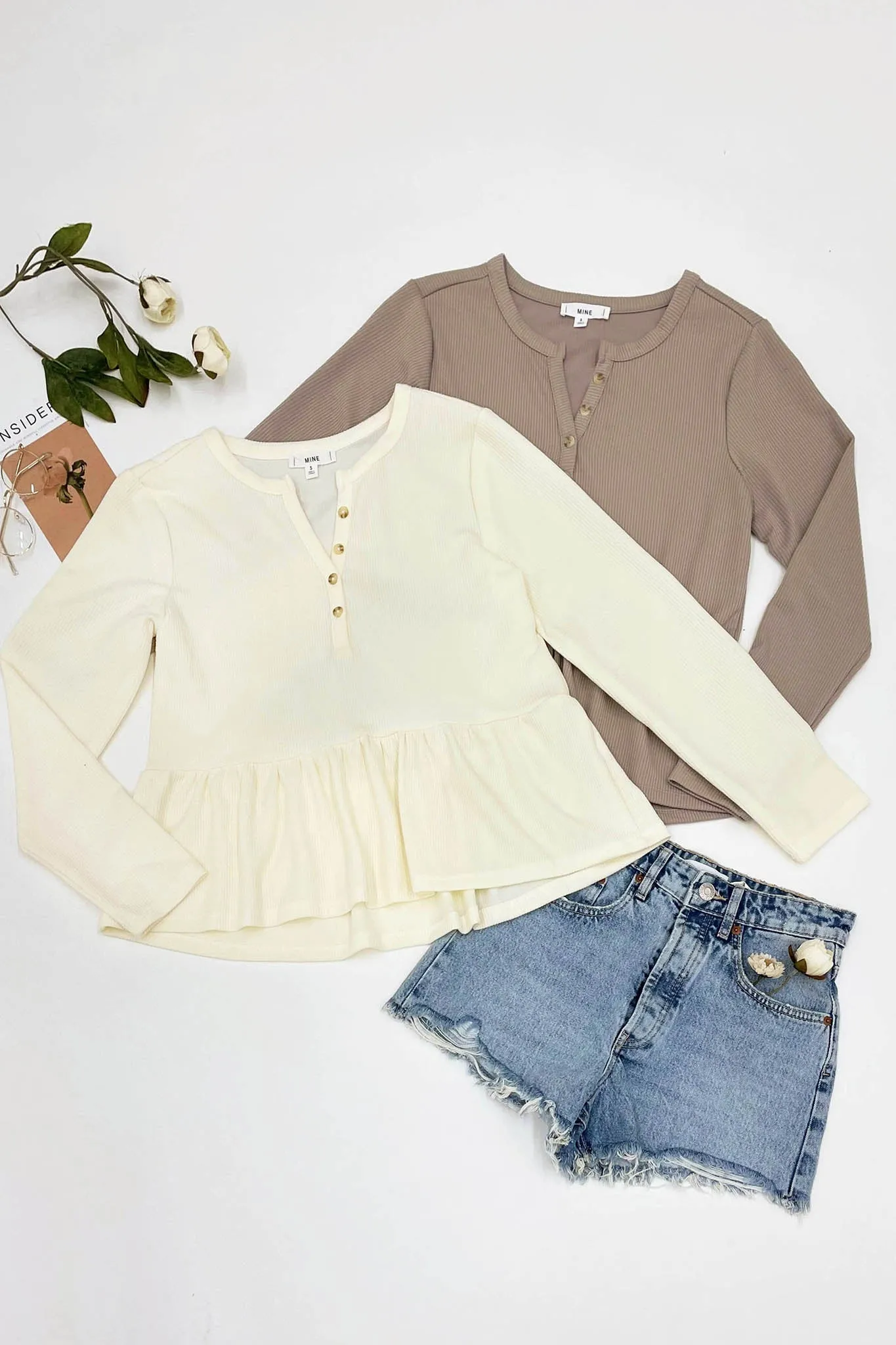 LONG SLEEVE HENLEY TOP sold by Blu Pepper product image thumbnail 2