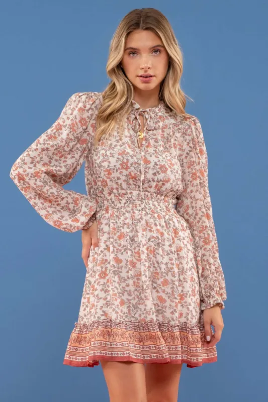 EMPIRE WAIST BORDER SKIRT MINI DRESS sold by Blu Pepper