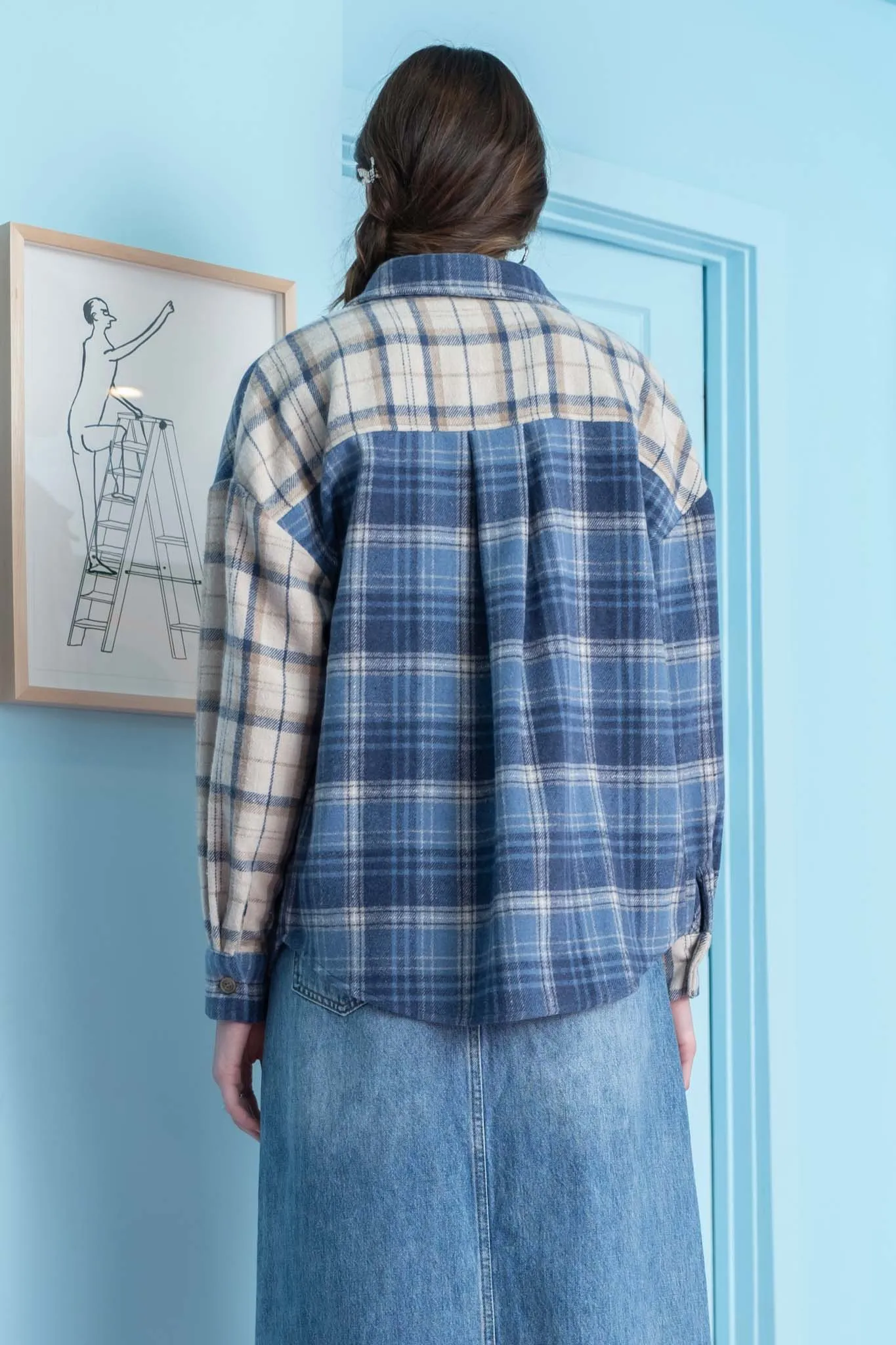 PLAID PATCHWORK BUTTON UP TOP sold by Blu Pepper product image thumbnail 2