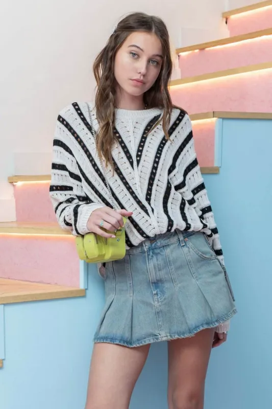 CHEVRON KNIT PULLOVER SWEATER sold by Blu Pepper