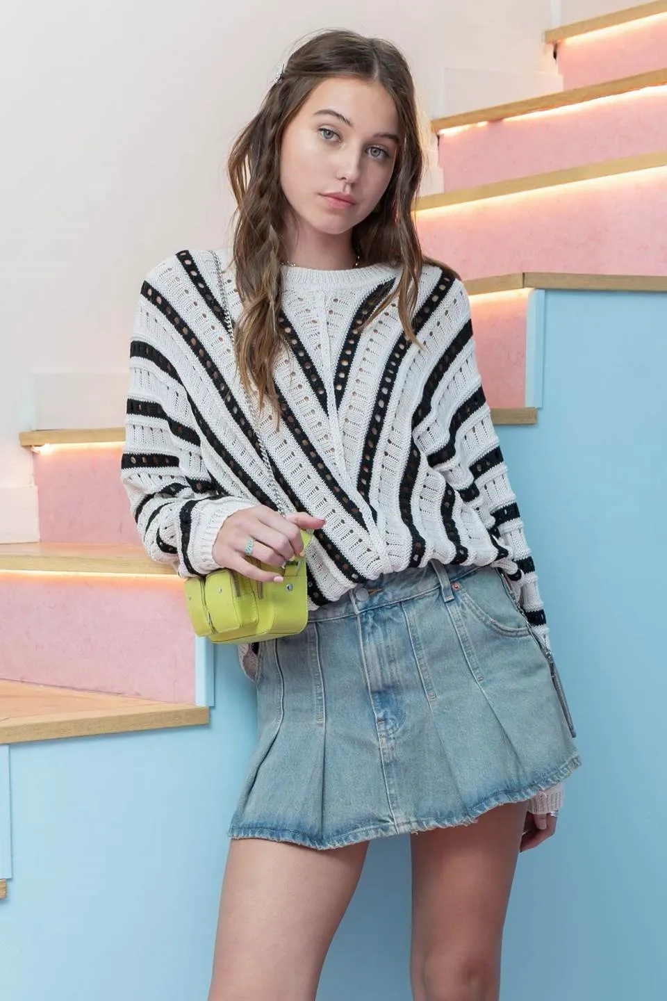 CHEVRON KNIT PULLOVER SWEATER sold by Blu Pepper