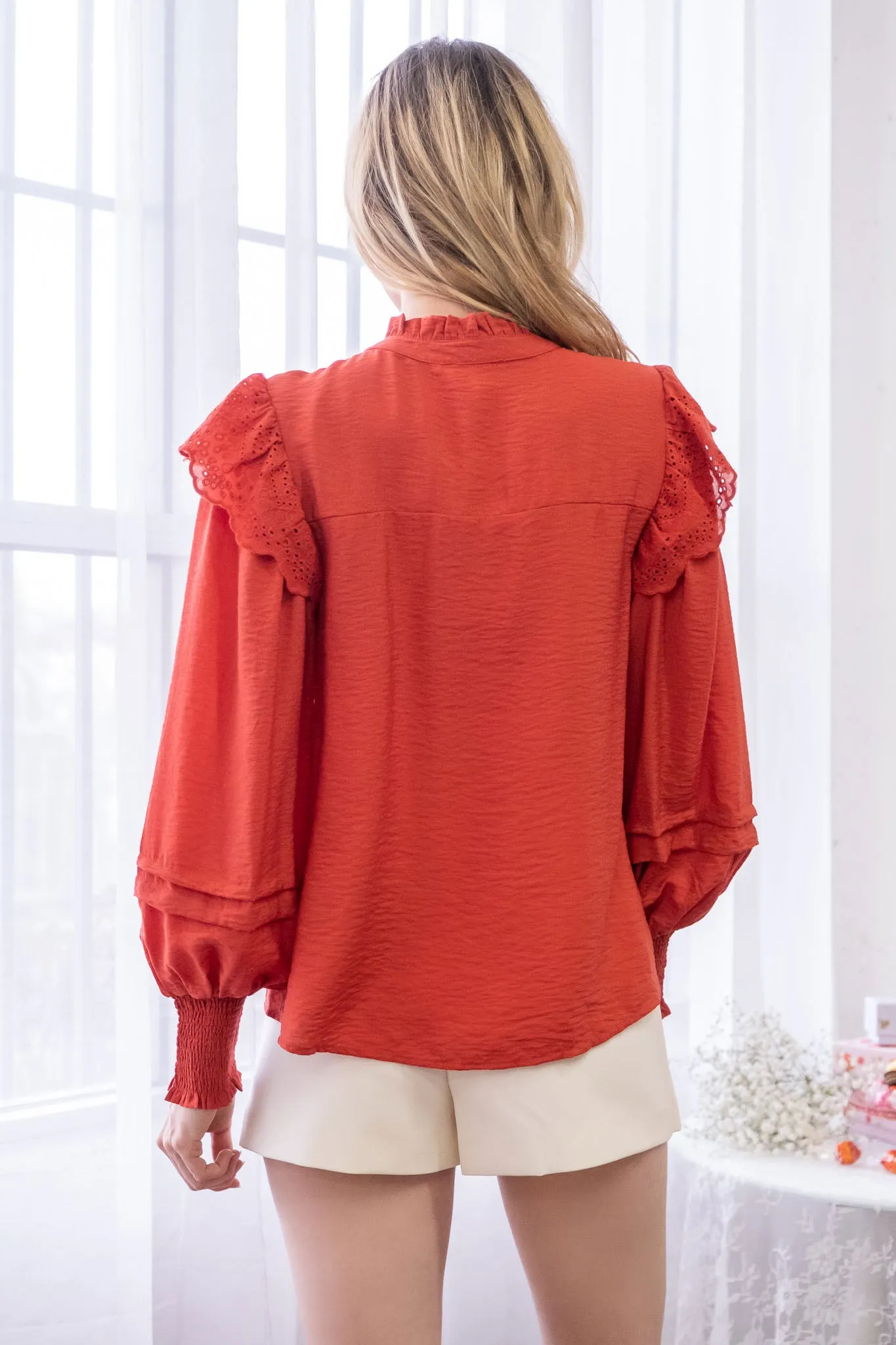 EYELET DETAIL BUTTON UP sold by Blu Pepper product image thumbnail 2