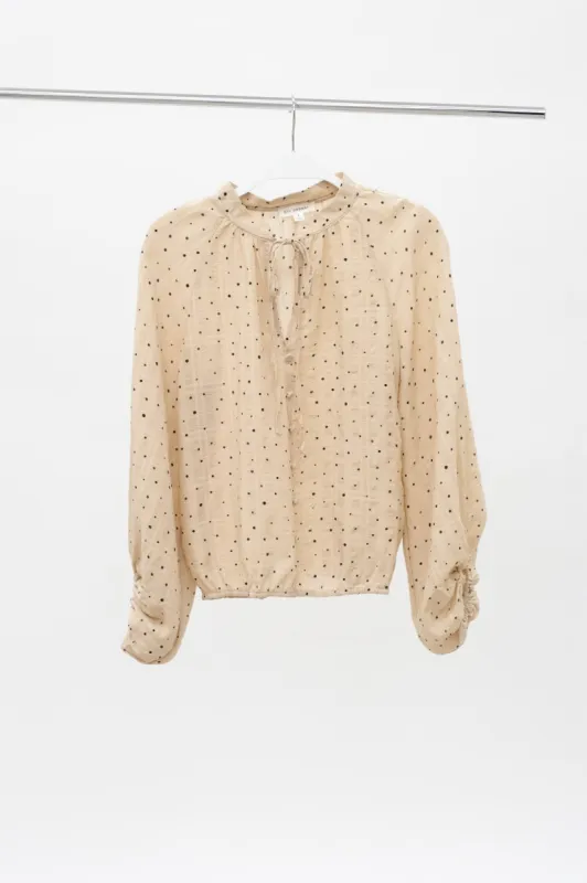 POLKA DOT RAGLAN LONG PUFF SLEEVE BLOUSE sold by Blu Pepper