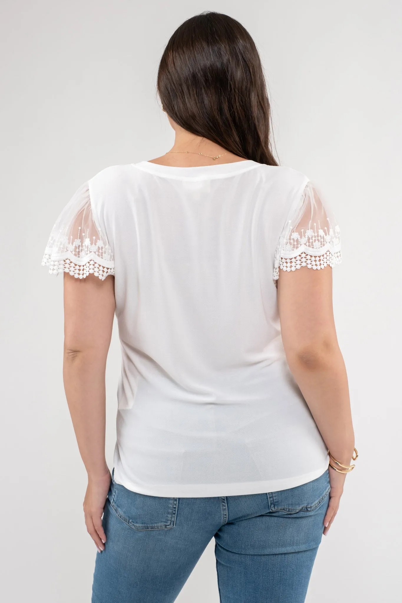 PLUS LACE SLEEVE KNIT TOP sold by Blu Pepper product image thumbnail 2