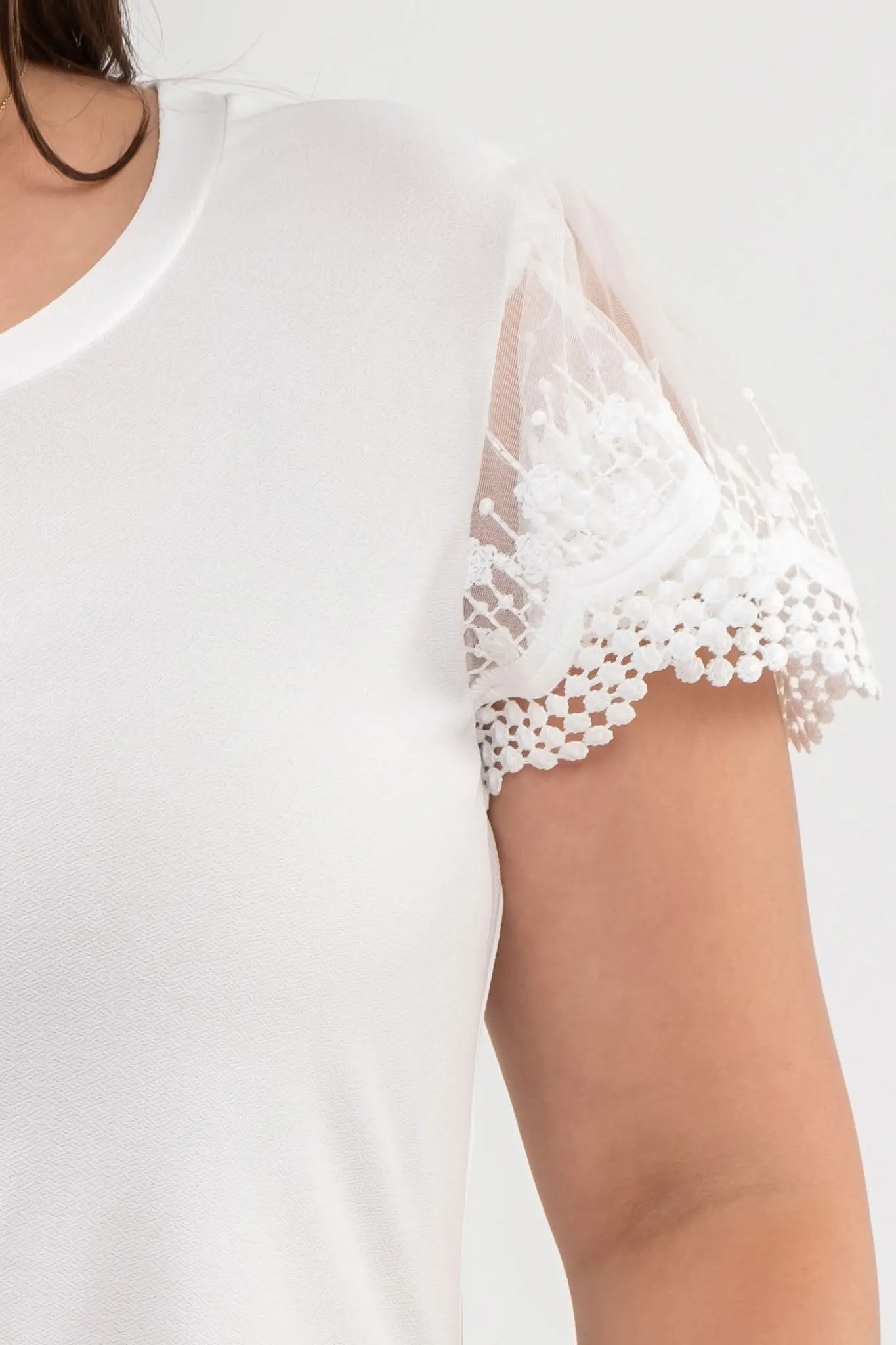 PLUS LACE SLEEVE KNIT TOP sold by Blu Pepper product image thumbnail 4