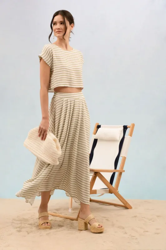 STRIPE BOAT NECK BOXY CROP TOP sold by Blu Pepper