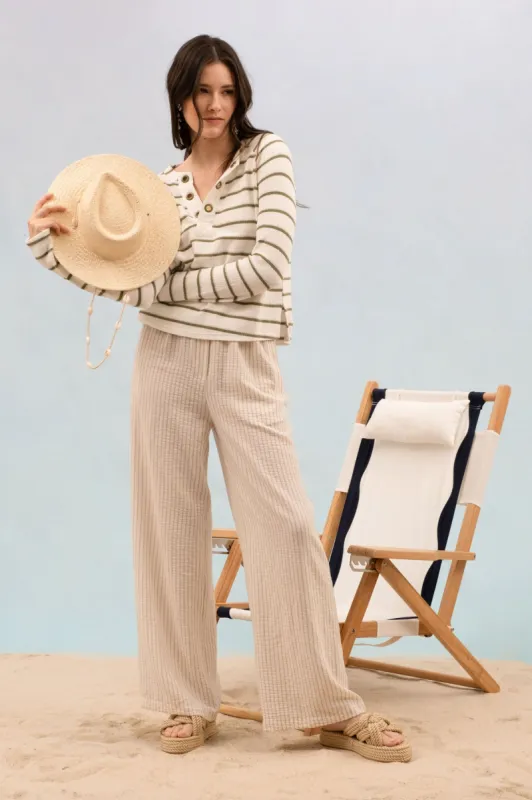 STRIPE METAL EYELET DETAIL RAGLAN SLEEVE KNIT TOP sold by Blu Pepper