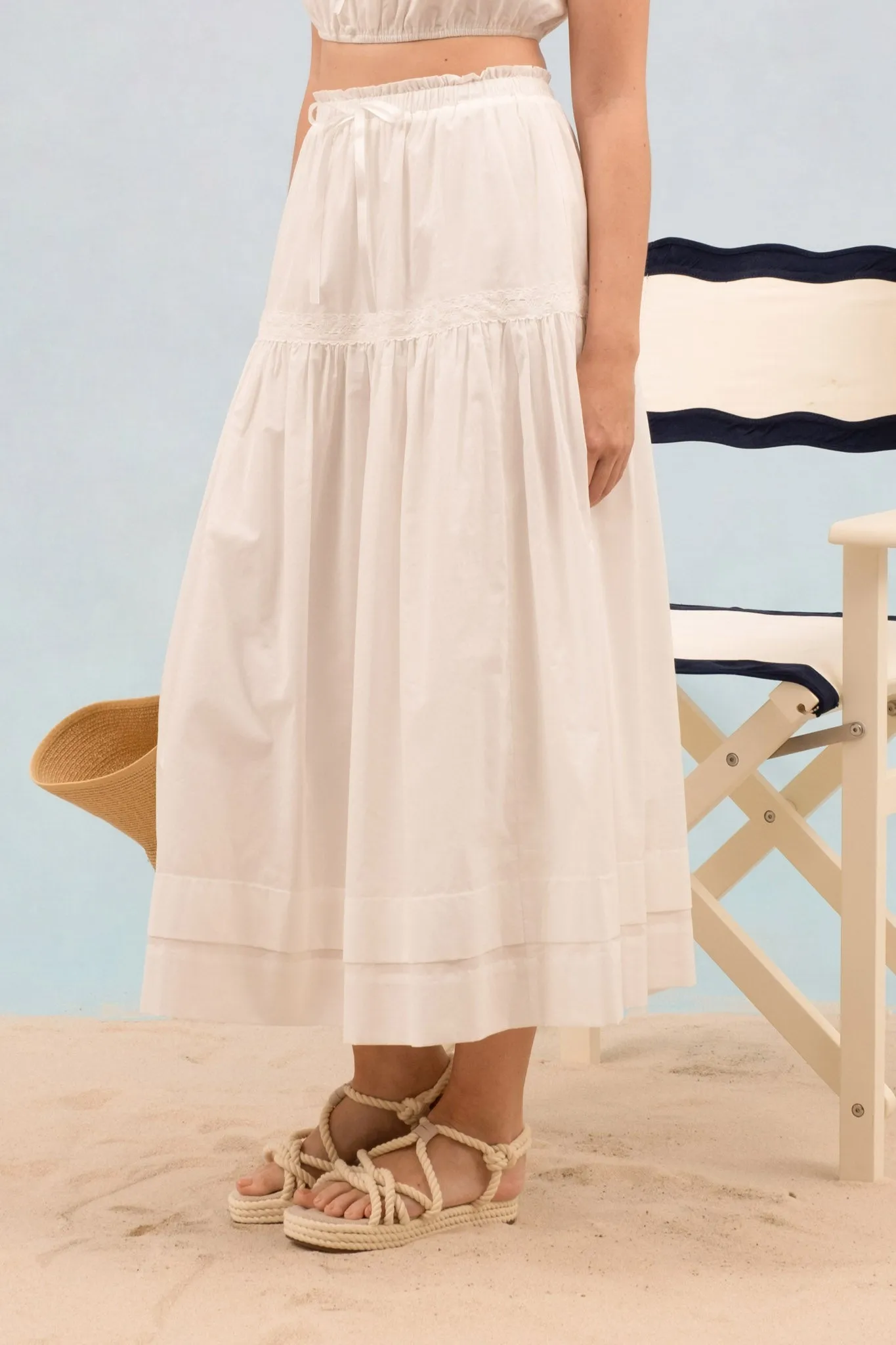 RUFFLE DETAIL WAIST FRONT TIE MIDI SKIRT sold by Blu Pepper product image thumbnail 3