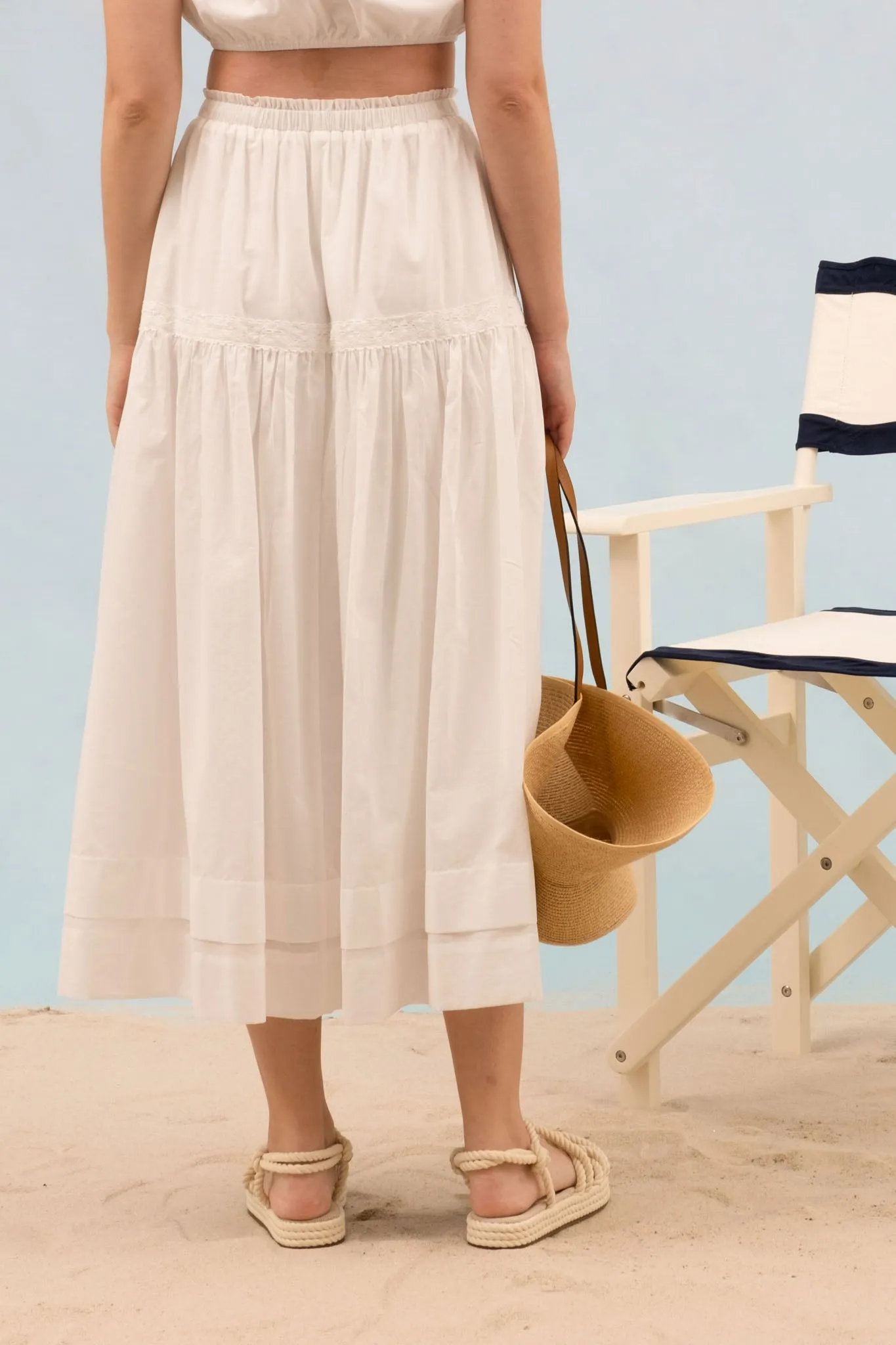 RUFFLE DETAIL WAIST FRONT TIE MIDI SKIRT sold by Blu Pepper product image thumbnail 2