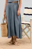 CHAMBRAY PLEATED MIDI SKIRT sold by Blu Pepper