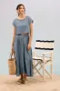 CHAMBRAY PLEATED MIDI SKIRT sold by Blu Pepper