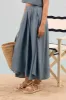 CHAMBRAY PLEATED MIDI SKIRT sold by Blu Pepper