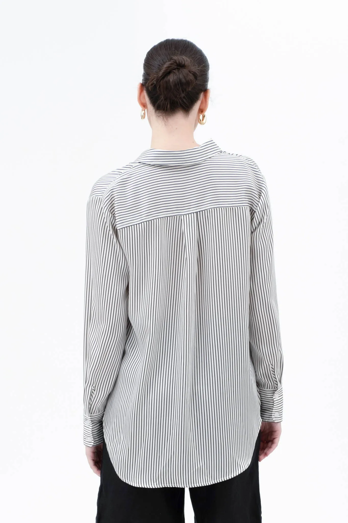 PINSTRIPE BUTTON DOWN LONG SLEEVE SATIN BLOUSE sold by Blu Pepper product image thumbnail 2