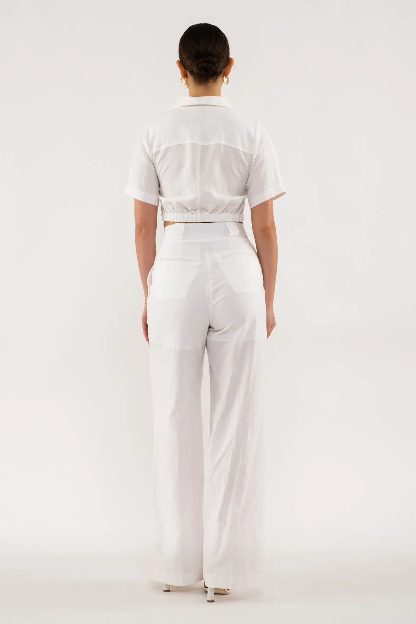 TWIST FRONT LINEN CROP TOP sold by Blu Pepper product image thumbnail 4